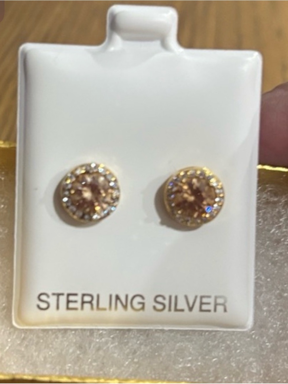 Sterling Silver Gold-Tone Crystal Stud Earrings